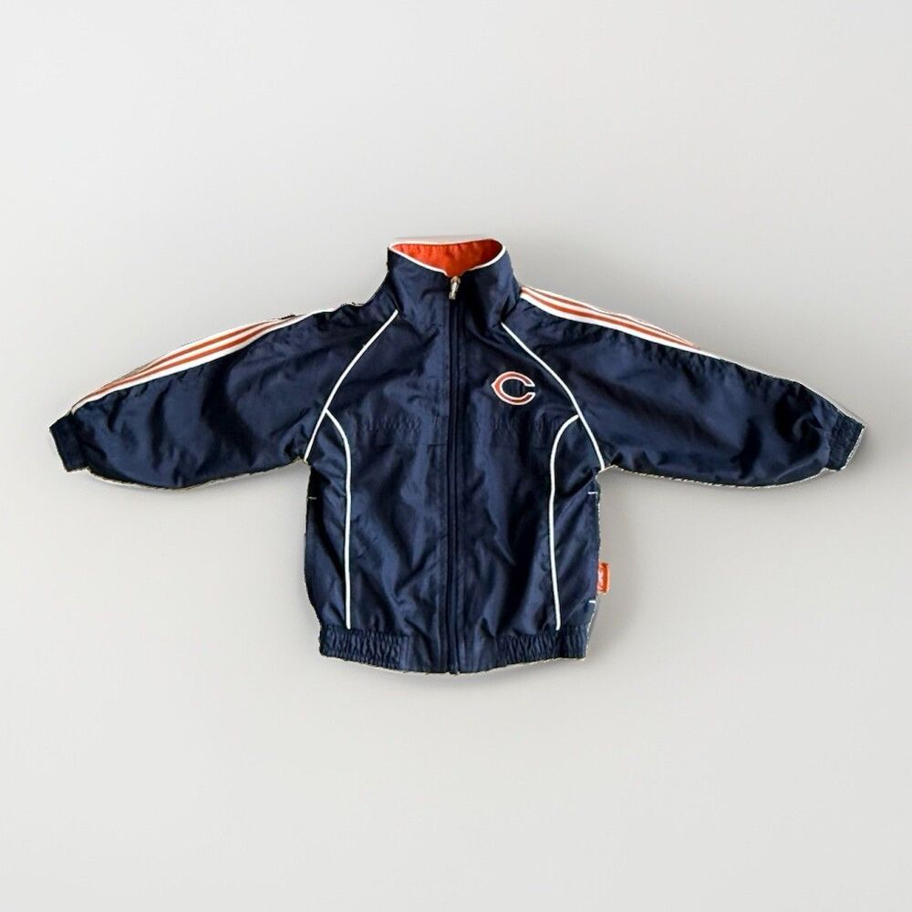 Y2K Reebok Chicago Bears NFL Jacket Toddler 3T Windbreaker Navy Orange